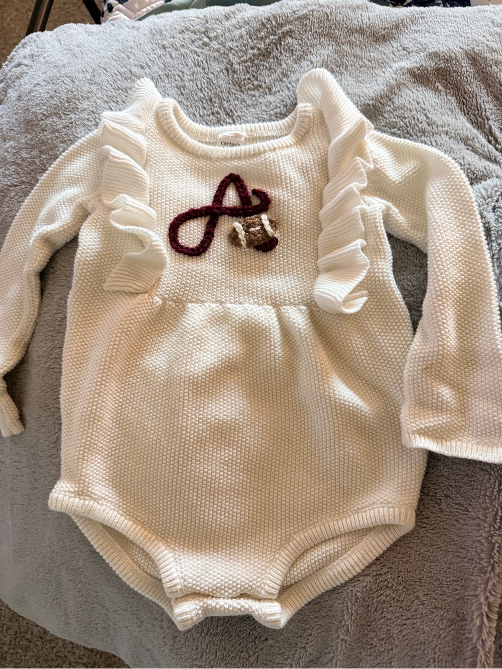 Custom A Football Monogram Baby One-Piece 🏈